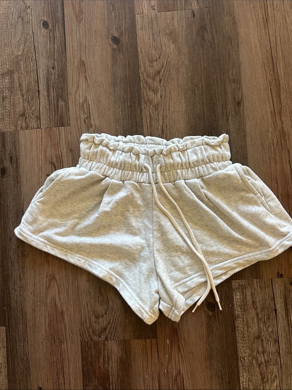 Urban Outfitters Light Heather Gray High-Waist Drawstring Athletic Shorts